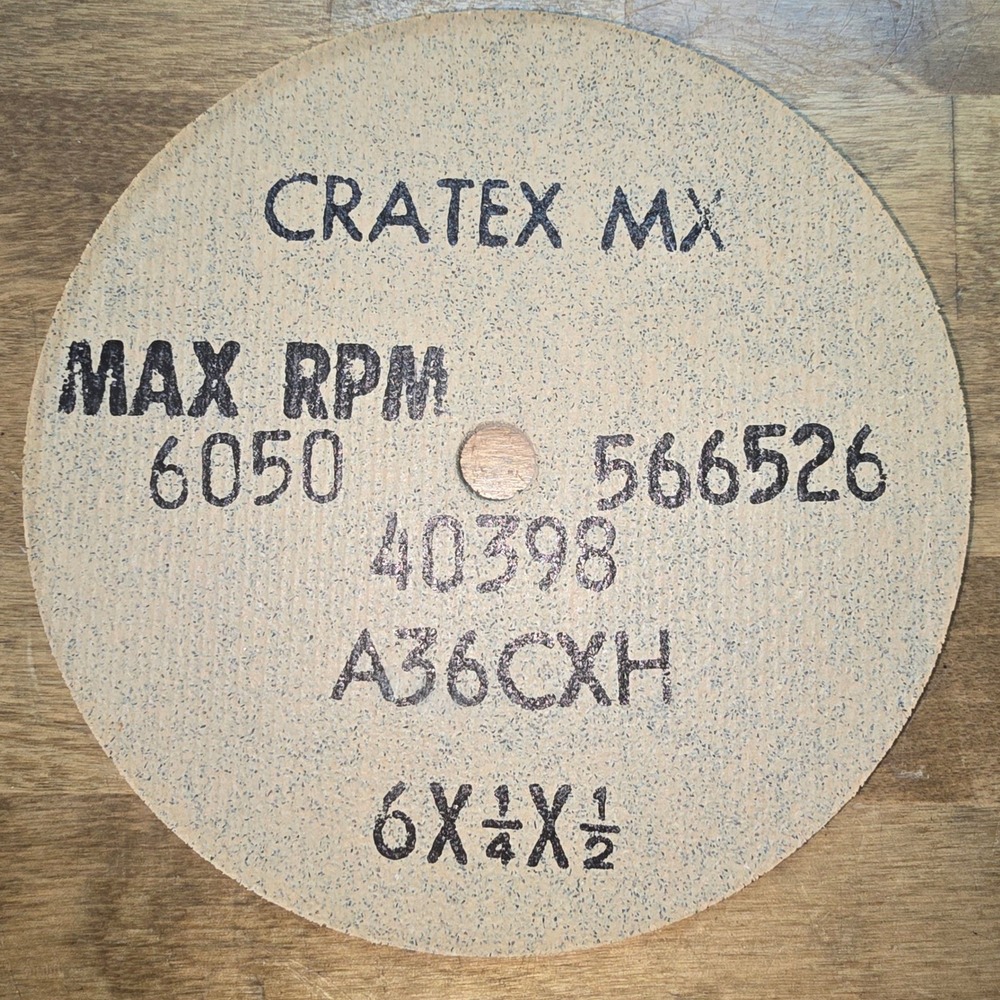 Cratex MX Abrasive Grinding Wheel 6 x 1/4 x 1/2 A36CXH 6050 Max RPM 40398 566526